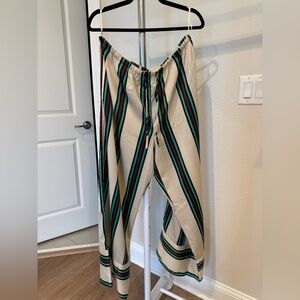 TOPSHOP silky striped wide leg pants